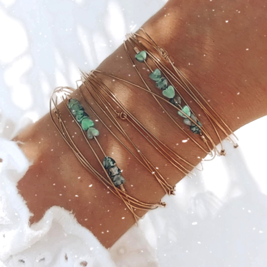 bracelets joncs semainier perles turquoise destroy argent 925 ou or fait main bijoux créateur tendance