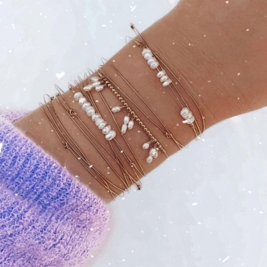 bracelets joncs semainier fin perles destroy argent 925 ou or fait main bijoux créateur tendance