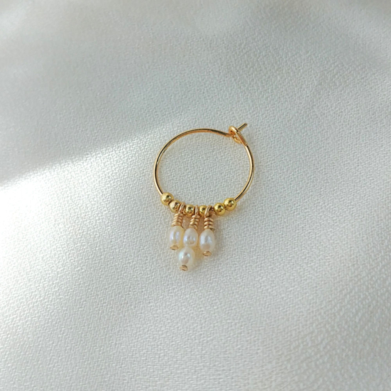 bijoux boucles d'oreilles plaqué or petites mini créoles perles or fait main france