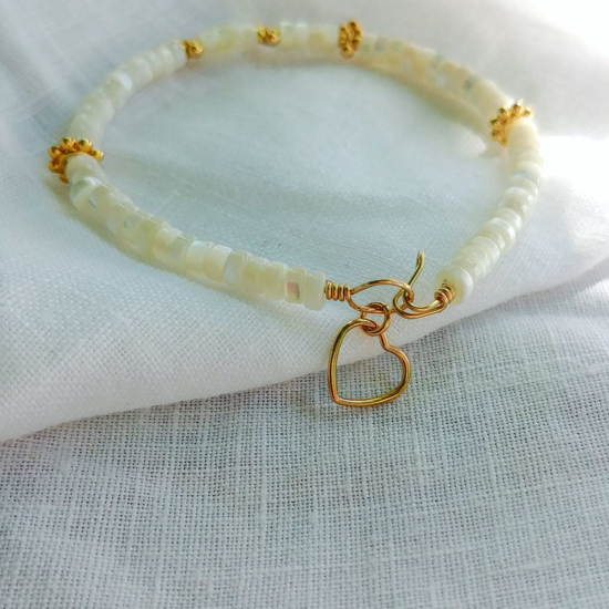 bracelet heishi nacre jonc bijoux or fait main bijoux créateur