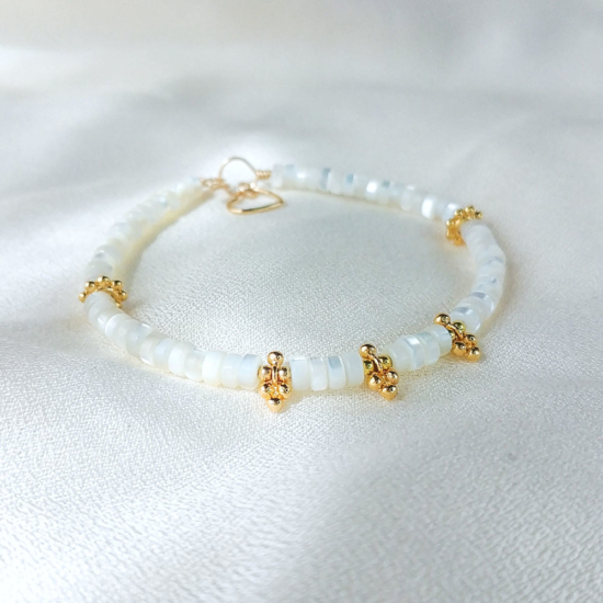 bracelet heishi nacre jonc bijoux or fait main bijoux créateur