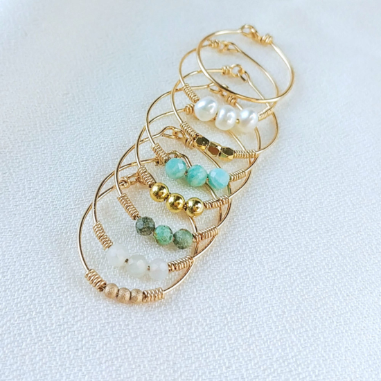 bague fine pierre gemme semi précieuse gold filled anneau perle bijoux à accumuler créatrice fait main france