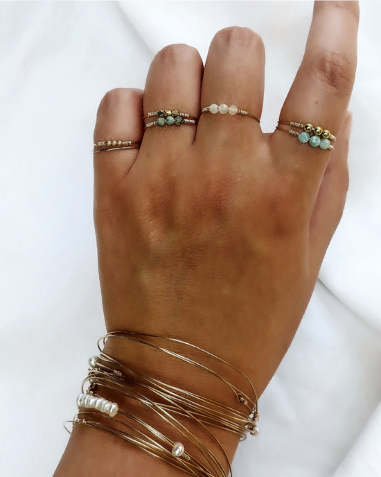 bague fine pierre gemme semi précieuse gold filled anneau perle bijoux à accumuler créatrice fait main france