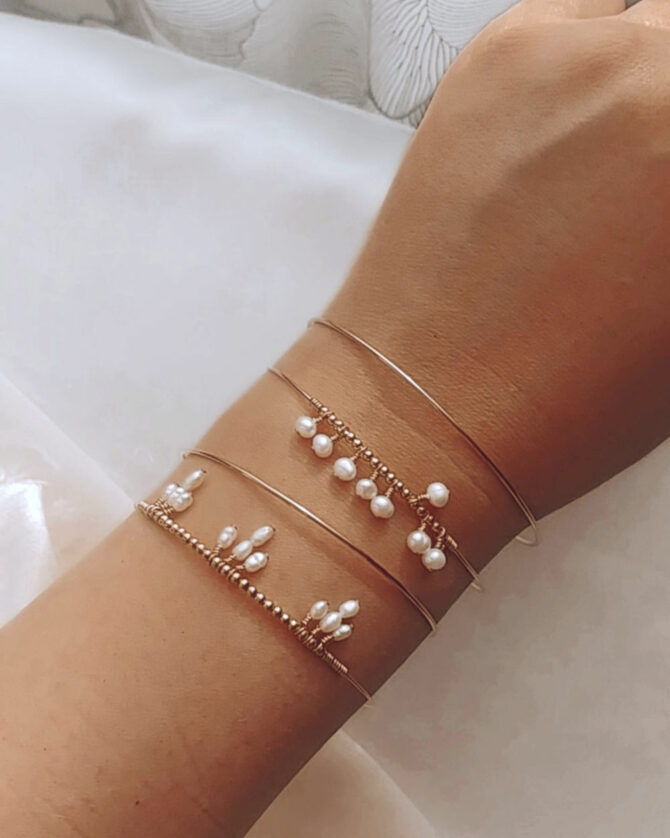 bracelets joncs semainier or perles simple destroy argent 925 ou or fait main bijoux créateur tendance