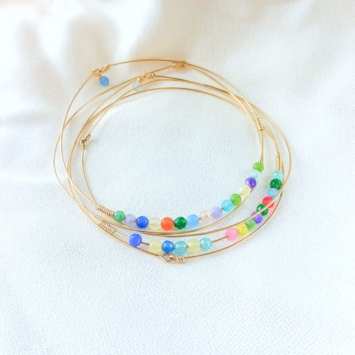 bracelets joncs semainier perles pierre agate multicolore destroy argent 925 ou or fait main bijoux créateur tendance