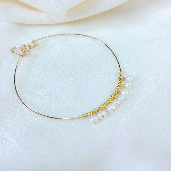 bracelets joncs semainier fin or perles simple destroy argent 925 ou or fait main bijoux créateur tendance