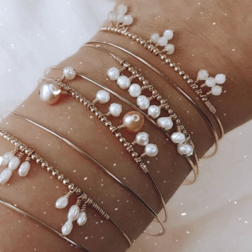 bracelets joncs semainier fin or perles simple destroy argent 925 ou or fait main bijoux créateur tendance