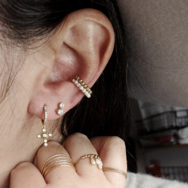 bijoux boucles d'oreilles plaqué or petites mini créoles ear cuff perles or fait main france