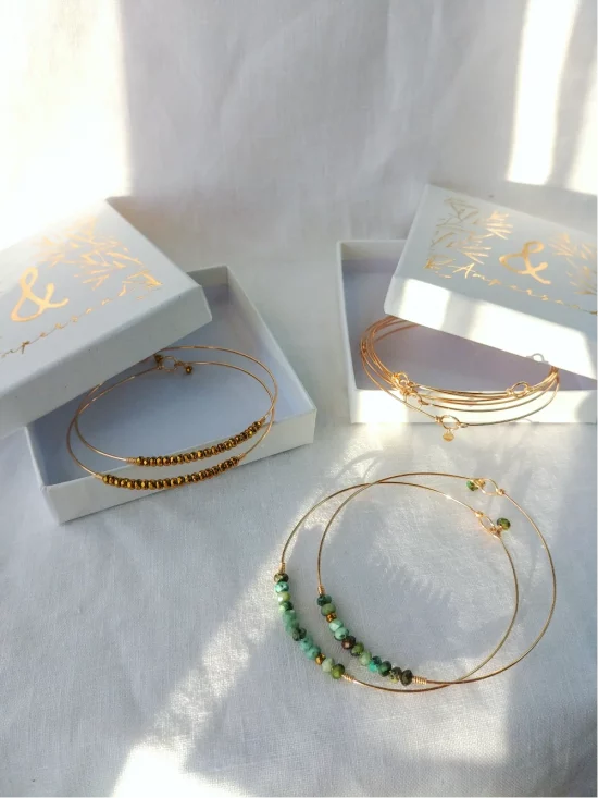 bracelets joncs semainier fin or perles simple destroy or argent fait main en france bijoux créateur tendance