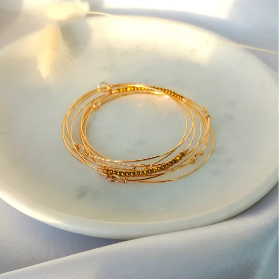 bracelets joncs semainier fin or perles simple destroy perles dorées fait main en france bijoux créateur tendance