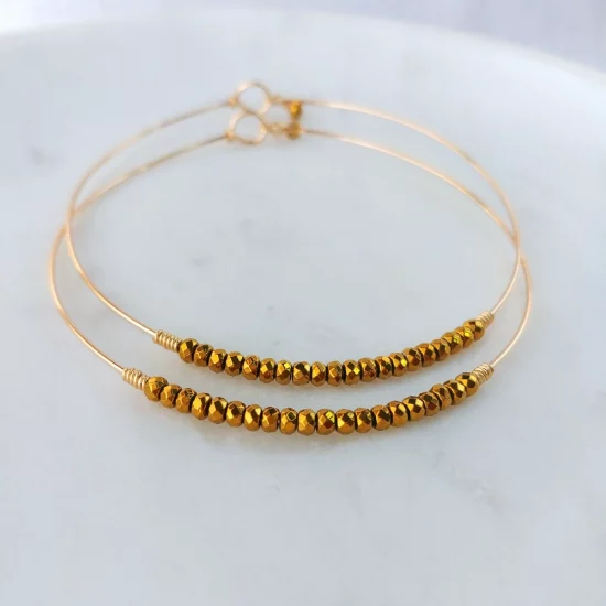 bracelets joncs semainier fin or perles simple destroy perles dorées fait main en france bijoux créateur tendance