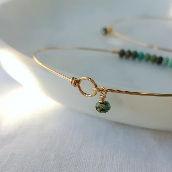 bracelets joncs semainier fin or perles simple destroy turquoise or fait main en france bijoux créateur tendance