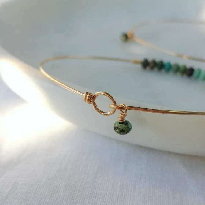 bracelets joncs semainier fin or perles simple destroy turquoise or fait main en france bijoux créateur tendance