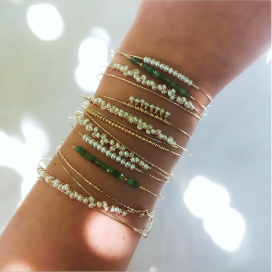 bracelets joncs semainier fin or perles simple destroy argent 925 ou or fait main bijoux créateur tendance