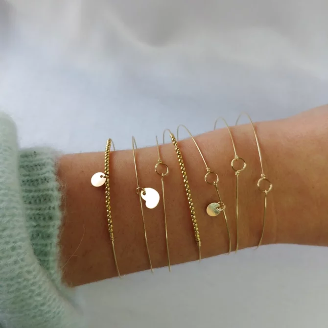 bracelets joncs semainier fin or perles simple destroy médailles or fait main en france bijoux créateur tendance