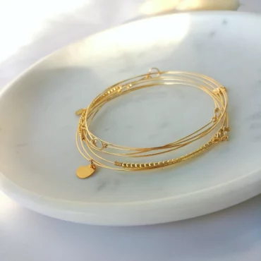 bracelets joncs semainier fin or perles simple destroy médailles or fait main en france bijoux créateur tendance
