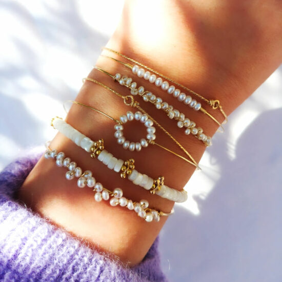 bracelets joncs semainier fin or perles simple destroy argent 925 ou or fait main bijoux créateur tendance