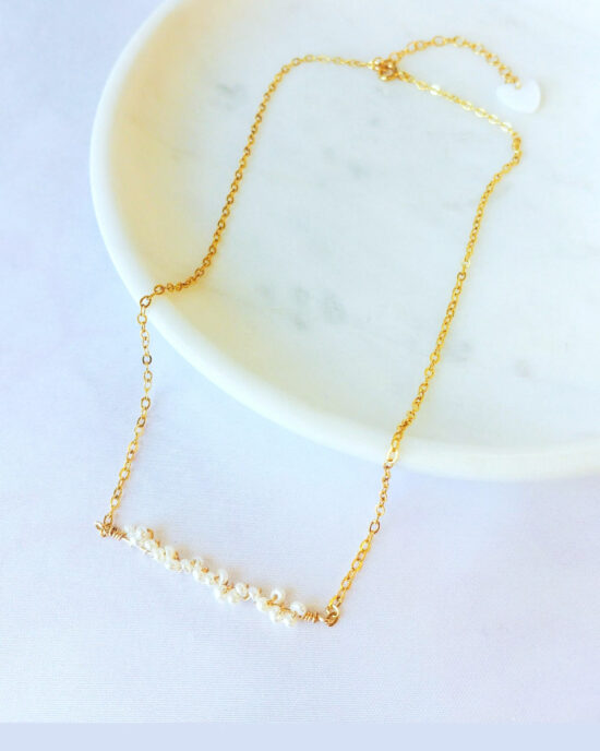 collier tissage perles de culture or gold filled bijoux tendance fait main france créatrice