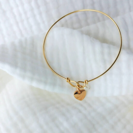 bracelet jonc or coeur perle de culture fait main bijoux créatrice instagram made in france