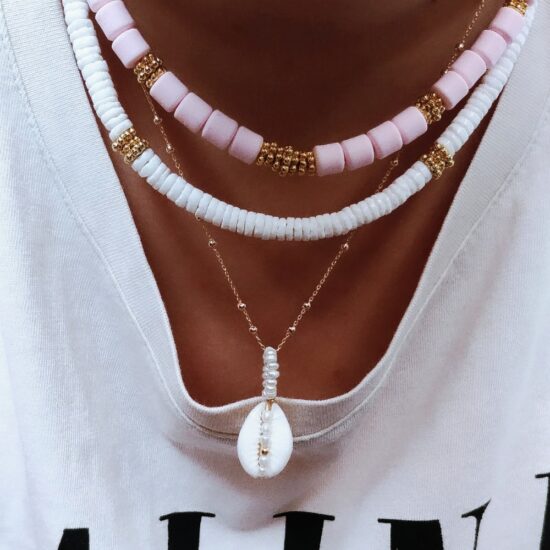 collier heishi surfer bohème coquillage été summer fait main bijoux créatrice instagram made in france