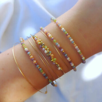 bracelets joncs semainier fin or perles pastel couleur simple destroy argent 925 ou or fait main bijoux créateur tendance