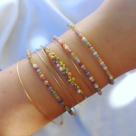 bracelets joncs semainier fin or perles pastel couleur simple destroy argent 925 ou or fait main bijoux créateur tendance