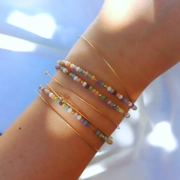 bracelets joncs semainier fin or perles pastel couleur simple destroy argent 925 ou or fait main bijoux créateur tendance