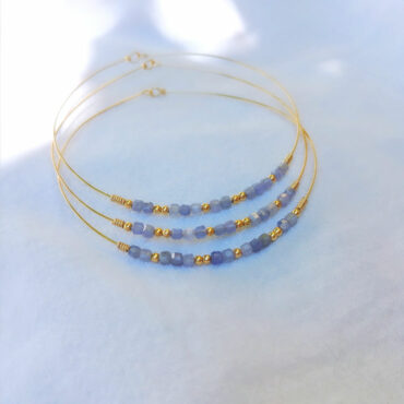 bracelets joncs semainier fin or pierre gemme bleu tanzanite couleur simple destroy argent 925 ou or fait main bijoux créateur tendance