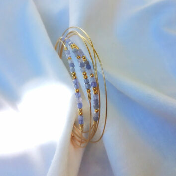 bracelets joncs semainier fin or pierre gemme bleu tanzanite couleur simple destroy argent 925 ou or fait main bijoux créateur tendance