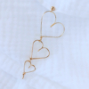 boucle d'oreilles monoboucle longue 3 coeurs fait main en france créatrice bijoux instagram