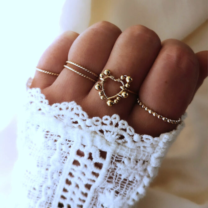 bague coeur tissage broderie perles fait main or fil gold filled bijoux createur instagram france fait main