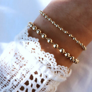bracelet jonc perles argent ou or fermoir trèfle chance fait main bijoux créateur made in france