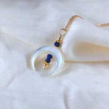 collier tendance été summer corne demi-lune nacre or fait main bijoux créateur made in france
