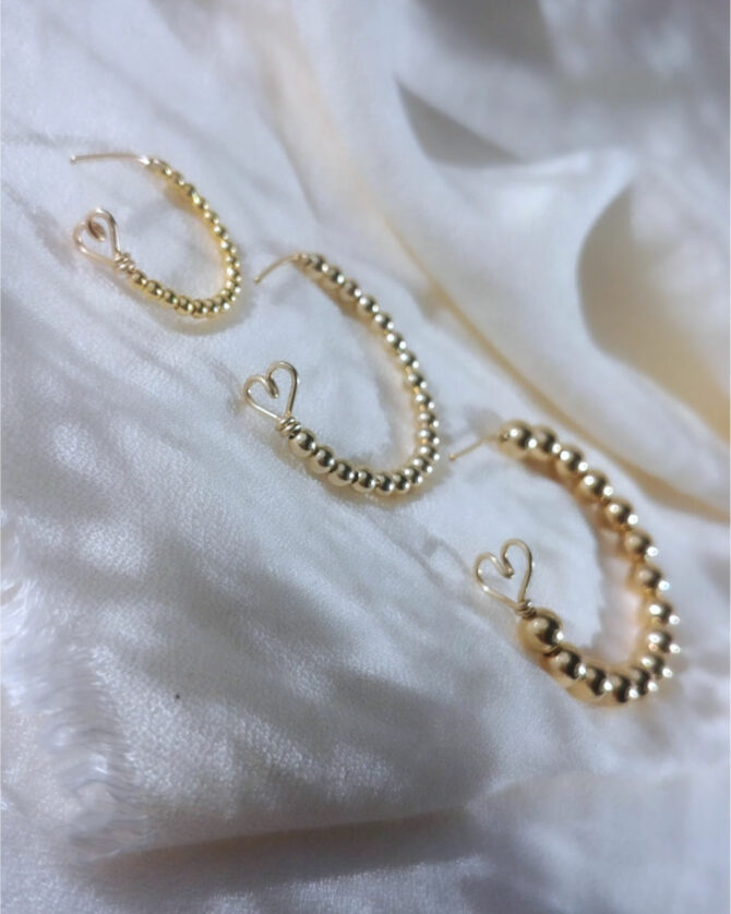 boucles d'oreilles créoles coeur perles or fait main en france créatrice bijoux gold filled et argent 925 cérémonie mariage bijoux précieux et durables