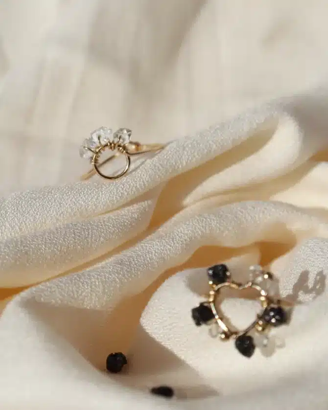 bague coeur pierre diamant noir fait main en france créatrice bijoux gold filled et argent 925 instagram