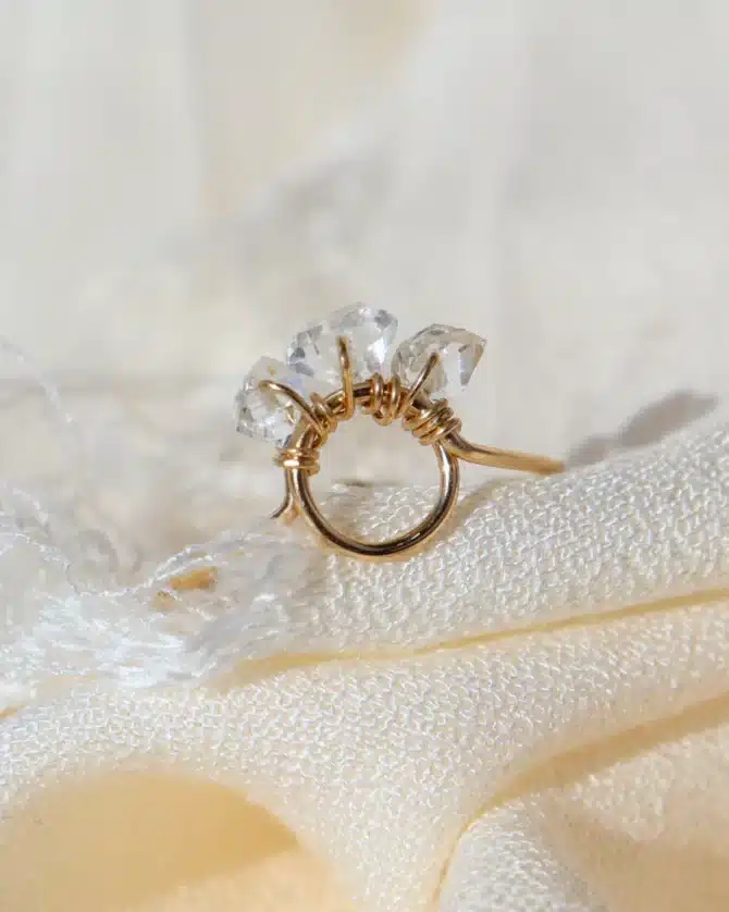 bague pierre diamant herkimer quartz herkimer fait main en france créatrice bijoux gold filled et argent 925 instagram