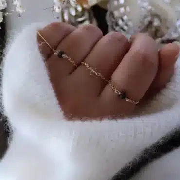 bague chaîne pierre diamant noir fait main en france créatrice bijoux gold filled et argent 925 instagram