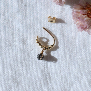 petites créoles avec pierre quartz herkimer boucle d'oreille fait main en france créatrice bijoux gold filled et argent 925