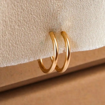boucle d'oreille petite creole simple chaîne fait main en france creole double deux en un créatrice bijoux gold filled et argent 925
